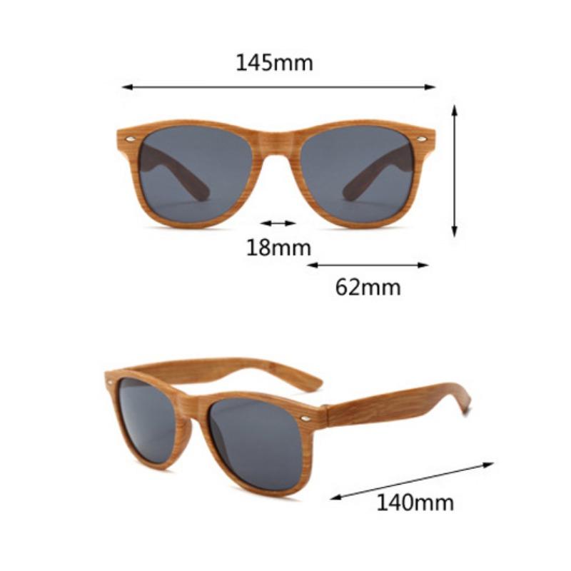 Nicht polarisierte Kunststoff Holz Bambus Sonnenbrille Herren Damen Klassische Mode Vintage Fahrsonnenbrille Schwarz Angelbrille