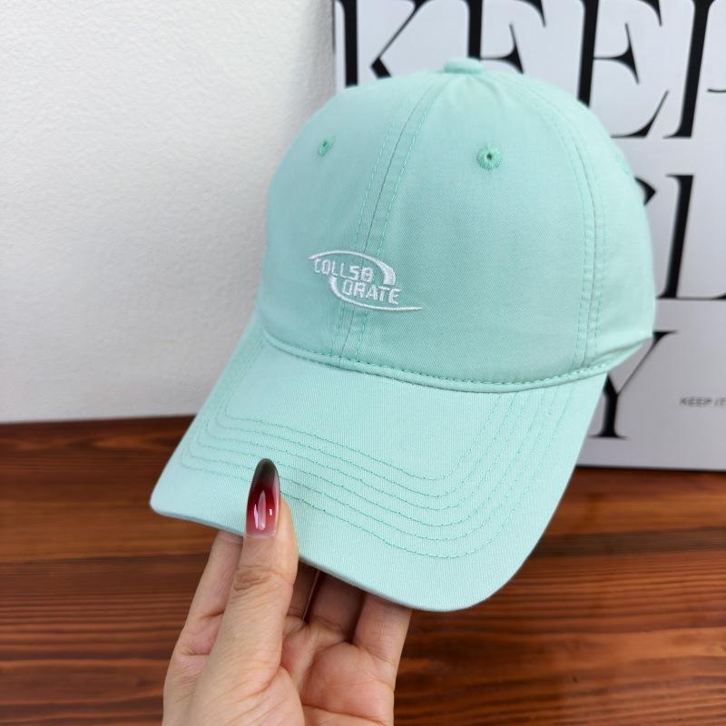 American retro English embroidery baseball cap soft top washed cotton cap men's and women's sunshade versatile show small face