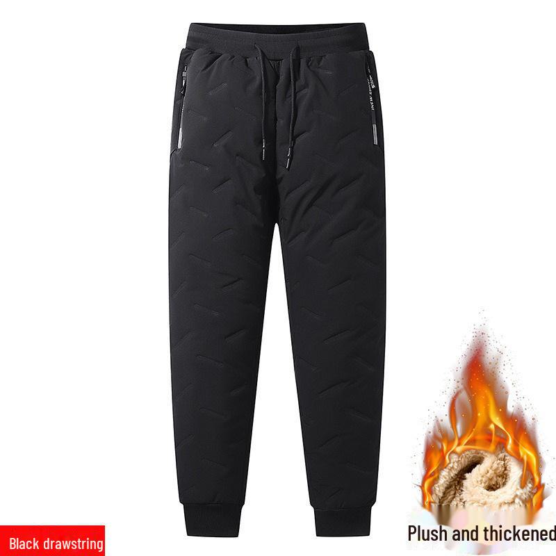 

Чоловічі зимові бавовняні спортивні штани на оксамитовій підкладці, вітрозахисні: Товсті, Теплі, Прямі, З манжетами, Великі розміри в наявності 3XL