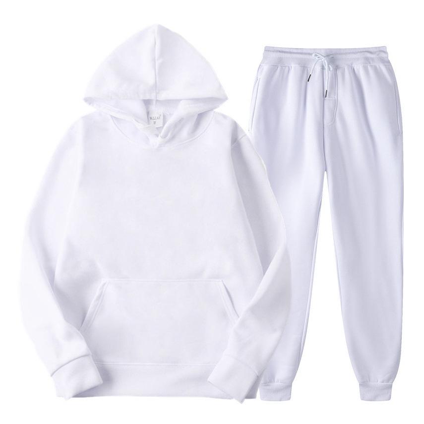 Completo da uomo con felpa con cappuccio e pantaloni della tuta in pile tinta unita
