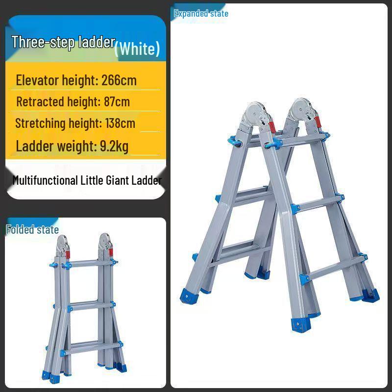 Multifunctional Telescopic A-frame Ladder with Carbon Steel and Thickened Iron