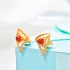 Stylish Geometric Triangle Earrings In Gold-Plated 925 Sterling Silver with Southern Red Agate
