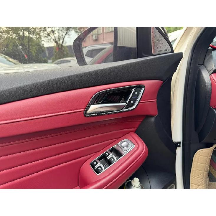 For MG HS 2018- Car Accessories Carbon Fiber Style Inner Door Handle Cover Catch Bowl Trim ert Bezel Frame Garnish