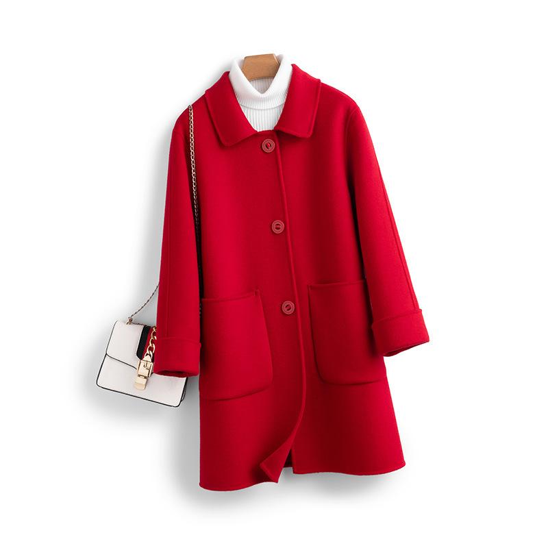 Double-sided wool coat women's medium and long autumn and winter new slim-fit wool coat