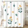 White Shower Curtain with Floral Print Modern Home Decor for Bathrooms