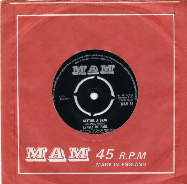 

7inch Record LYNSEY DE PAUL - Getting A Drag MAM88 MAM 1972 UK Rock Used
