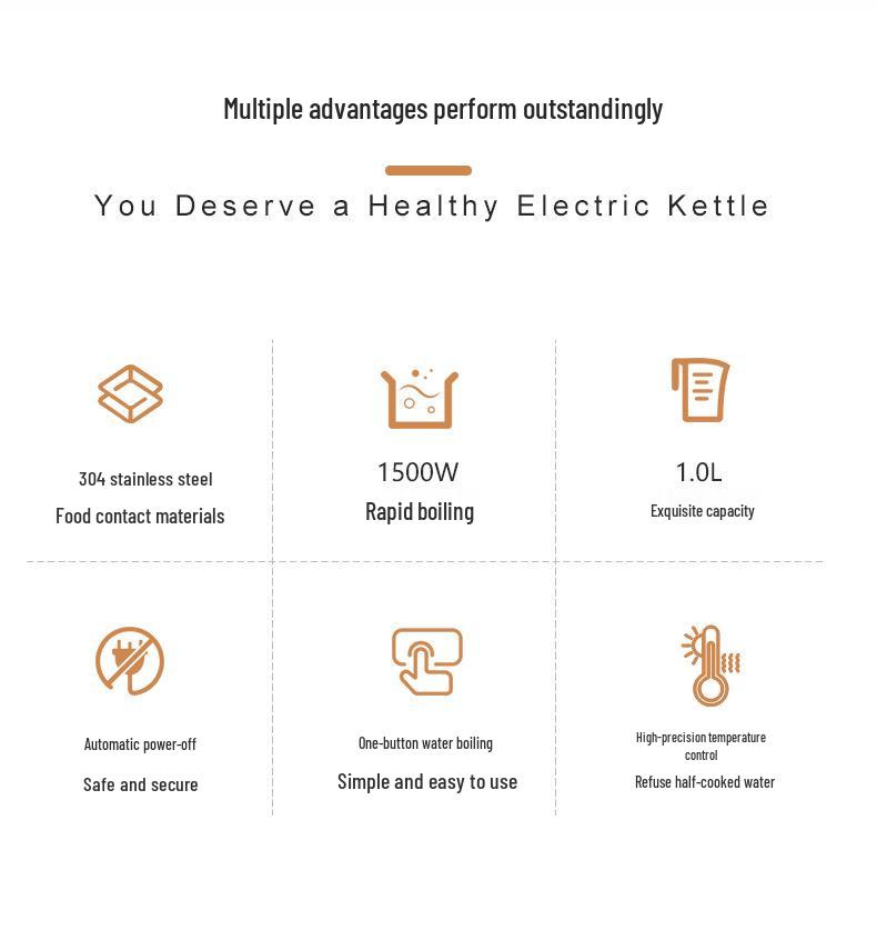 Genuine Long Spout Anti-Scald Electric Kettle - 304 Stainless Steel, Heat-Preserving, Durable, Ideal for Tea Brewing.