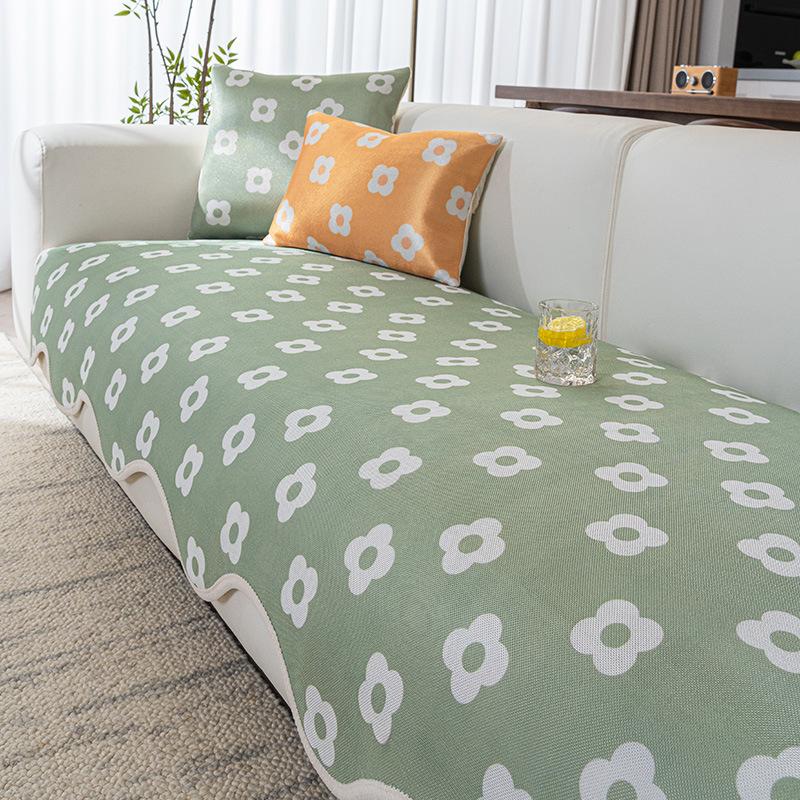 

Ins Idyllic Summer Cool Sofa Cushion Fresh Flower Special-Shaped Seat Cushion Non-Slip Cooling Ice Silk Sofa Cover 90*90cm