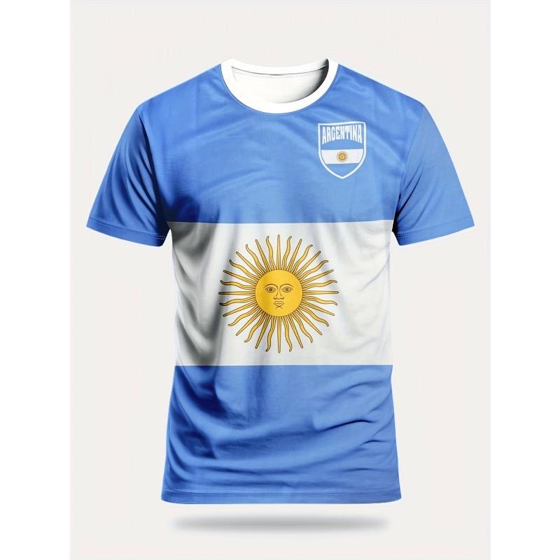 3D-Druck Argentinische Flagge s Sport Schnelltrocknend Atmungsaktiv Herren T-Shirt Outdoor Straßen-Teamtraining Fußballtrikot Eltern-Kind-Kleidung
