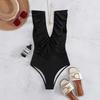 2024 European & American One-Piece Flounce Bikini - Solid Color, Sexy Swimwear