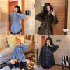 Women's Casual Multi-Wear Backless Denim Shirt with Lace-Up Waist