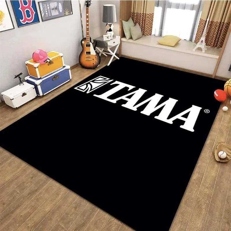 Stilvoller T-TAMA Schlagzeug-Print Teppich für Heimdeko Teppich für Musikbegeisterte Einzigartiger Teppich für Jazz- oder E-Schlagzeug-Themen-Dekor