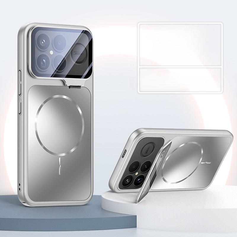 

Висококласний матовий чохол AG для Magsafe для POCO F8 Ultra F8 Pro Магнітна бездротова зарядка Захист камери Кронштейн Жорсткий ПК Ударостійкий бампер For POCO F8 Ultra срібний