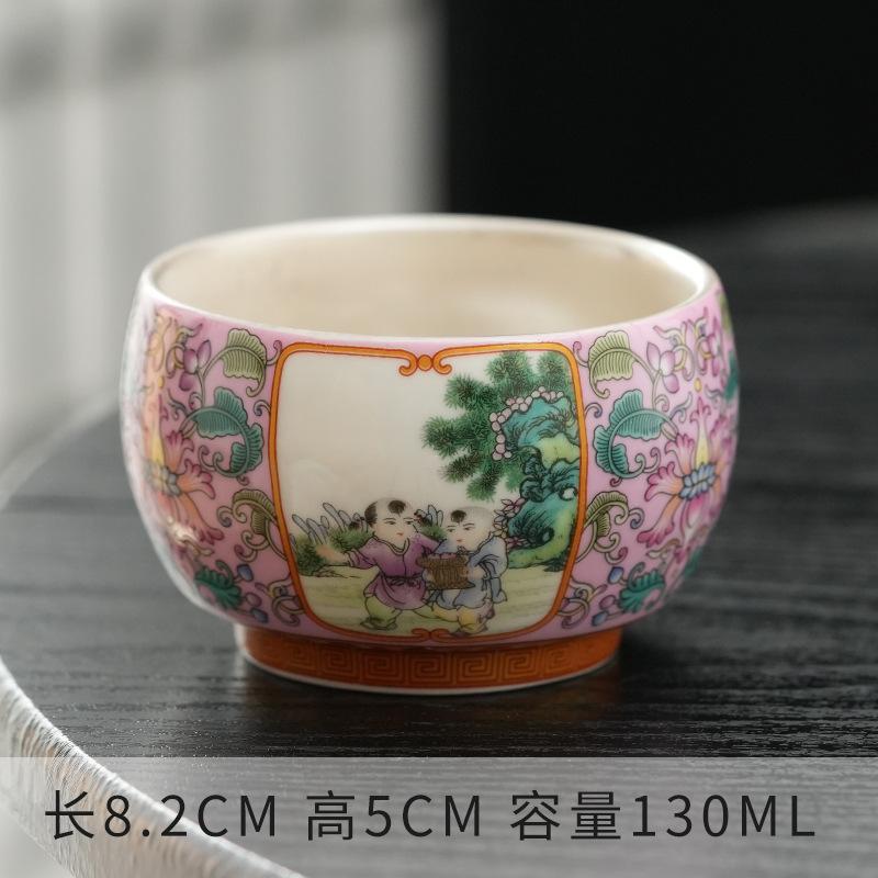 130ml large capacity 999 pure silver gilded silver Chinese high-end light luxury enamel ceramic host tea cup