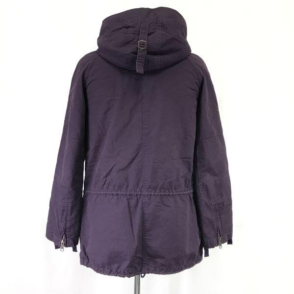 JILL STUART Detachable Boa Liner Mod Coat Spring Autumn Winter Women M Dark Purple Outer cBH618(USED)