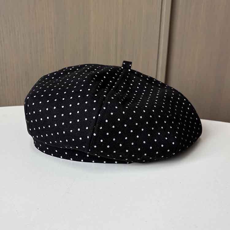 Temperament Polka Dot Beret Lady Spring And Autumn Literary Retro Pumpkin Hat Octagonal Painter Hat