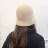 British Style Women Panama Cap Chenille Bucket Hat Sweet Knitted Fisherman Hat  Ladies