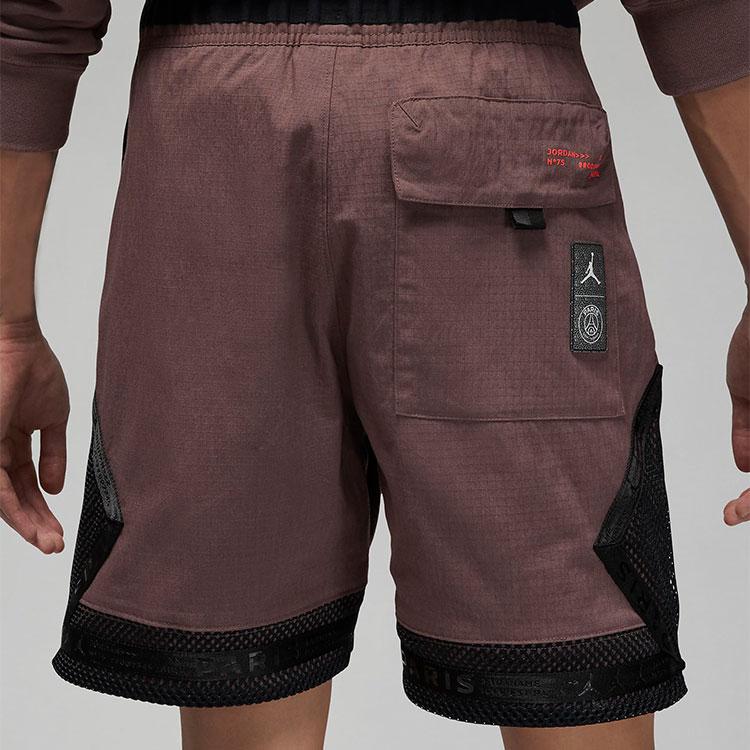 Jordan Paris Saint-Germain Collaboration Mesh Splice Drawstring Sports Shorts Men Bottoms Brown DN6149-291