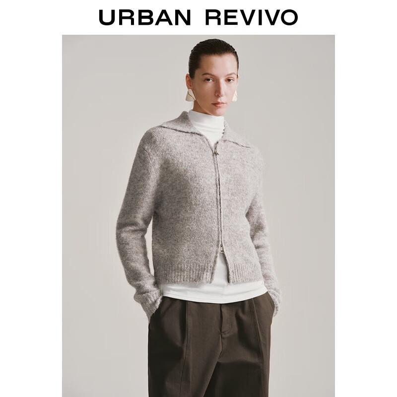 UR Women s 2025 Winter Lapel Zipper Knit Cardigan S
