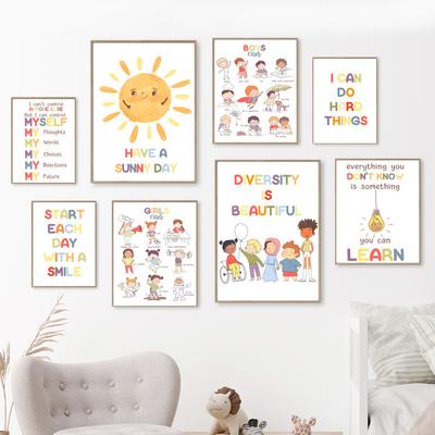 Calm Corner Kids Educational Learning Posters And Prints Nursery Wall Art Canvas Painting School Counselor Therapy Office Decor