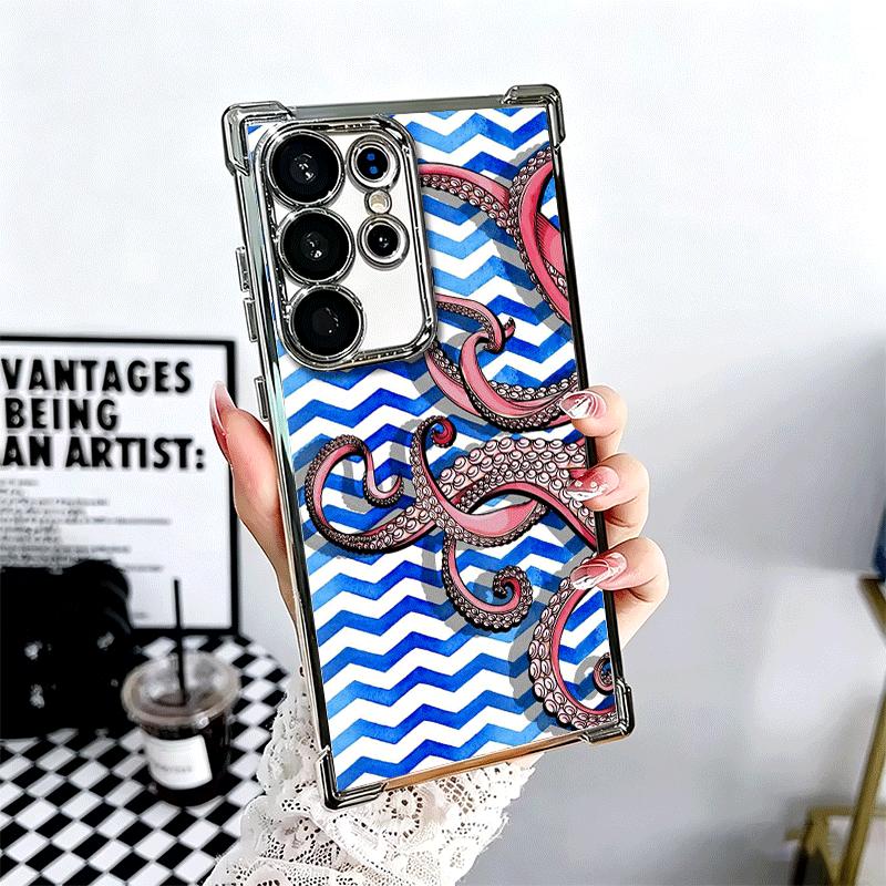 

Octopus Tentacle Art Soft Phone Case For Samsung Galaxy S26 Ultra S25 Edge S24 FE S23 Plus S22 S21 + S20 Plating Anti-Fall Funda Samsung S24 Plus