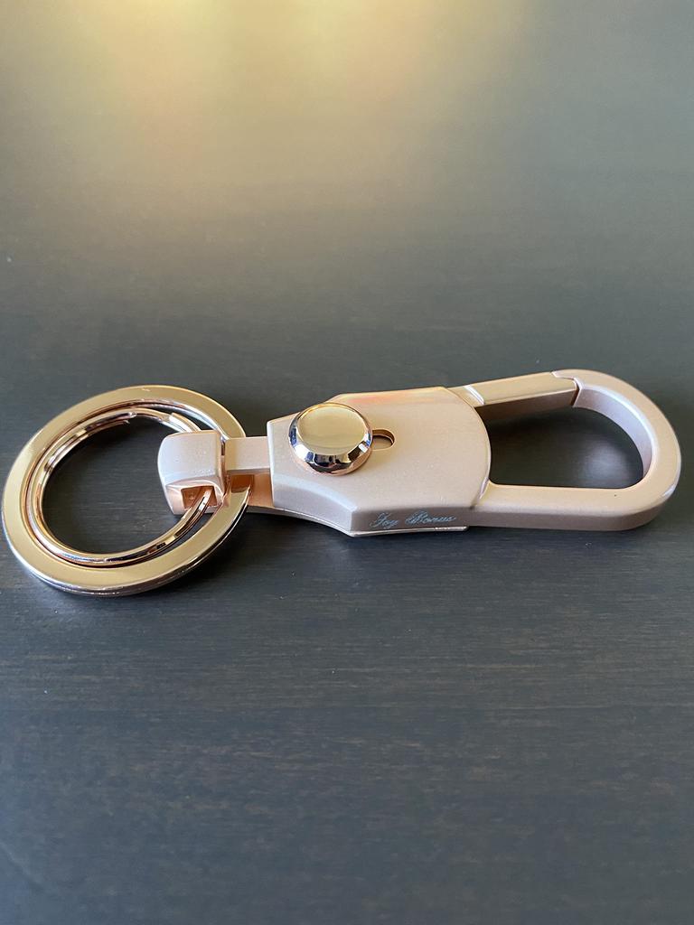 Joy Bonus Key Holder, Car, Motorcycle, Carabiner, Hook, Double Ring, Keyring, Convenient, Smart, Simple, Design, Key Case, Metallic, Pink Gold