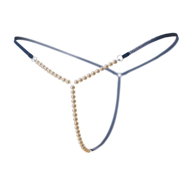 Elegant Sheer Pearl-Accent T-Back Thong Lingerie for Women
