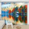 2Panel Tourist Landscape Curtains Green Tree Blue Sea Printed Curtains Custom Bedroom Living Room Semi-blackout Window Cortinas