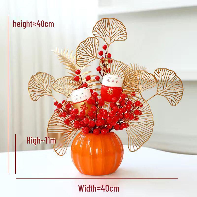 Red Persimmon Artificial Flower for Wedding, New Year, Living Room, Dining Table, TV Cabinet, and Housewarming Decor
