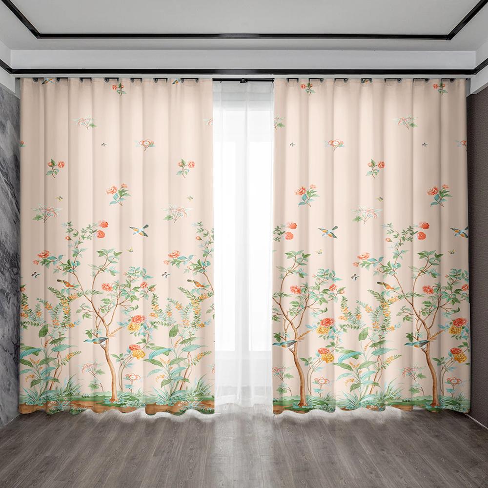 

2 шт. Шторы для украшения дома со светло-желтыми цветами и карманами для штанг, кухня, кофейня, гостиная, балкон, сад 75x166cm&Without mount