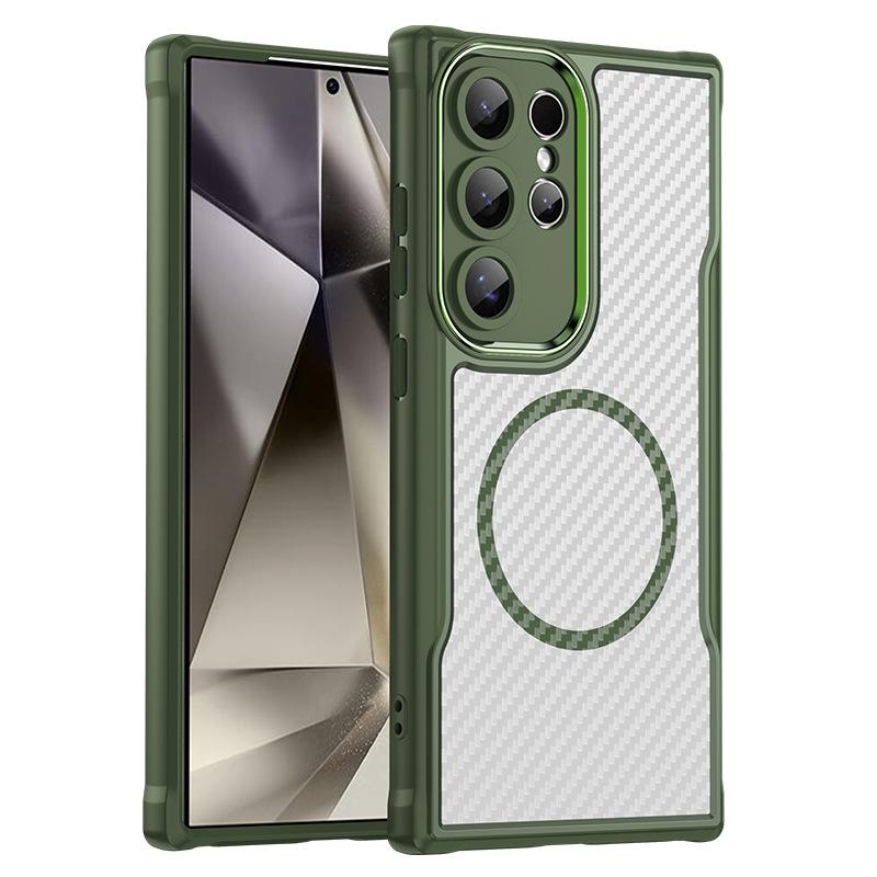 Samsung Galaxy S24 Ultra Case, Magnetic Carbon Fiber Transparent Phone Case Cover for Samsung Galaxy S24 Ultra