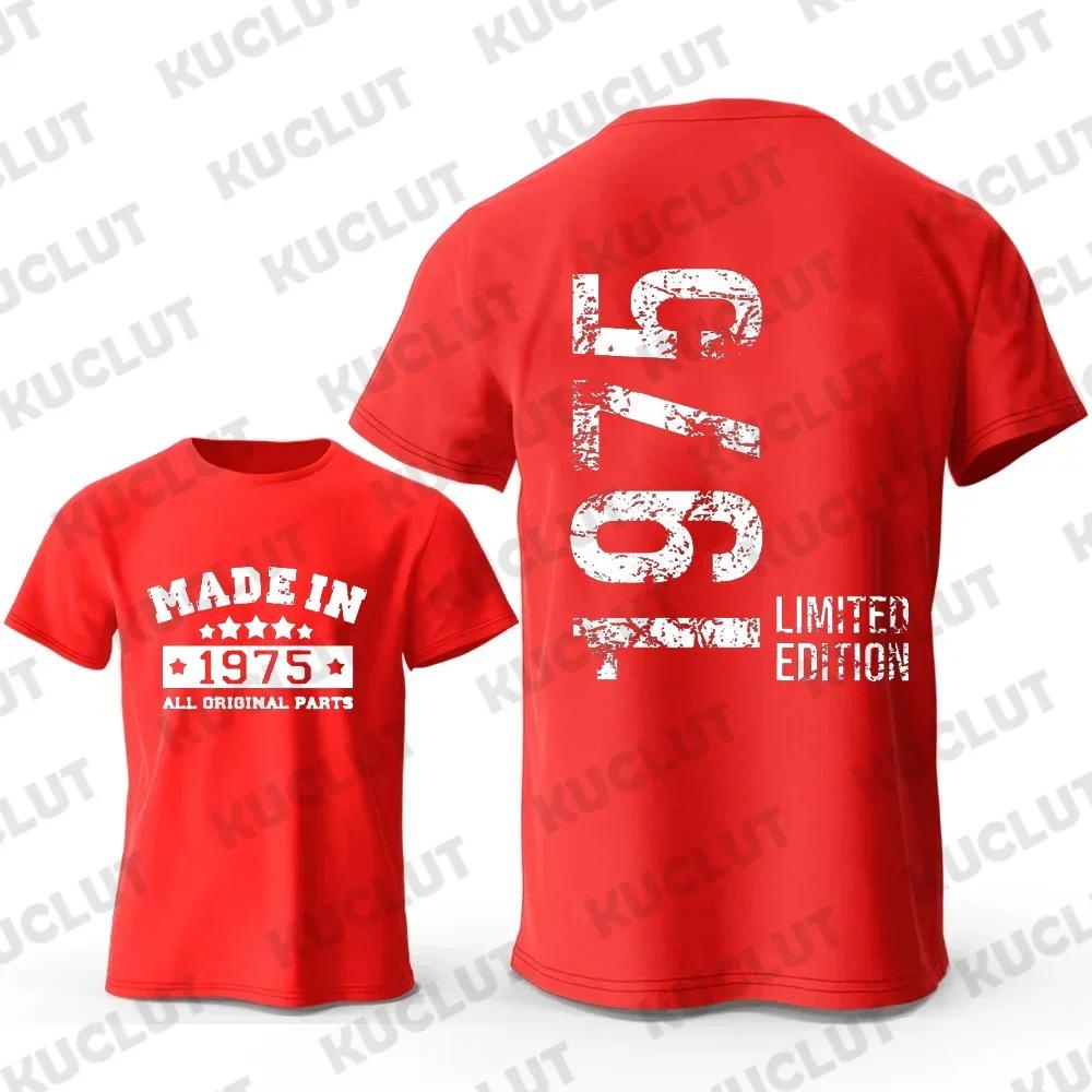 T-Shirts for Men Vintage Made In 1975  48th Birthday 48 Years T-Shirt Mens Tshirt Street Fashion Short Sleeve Shirt Men Clothing