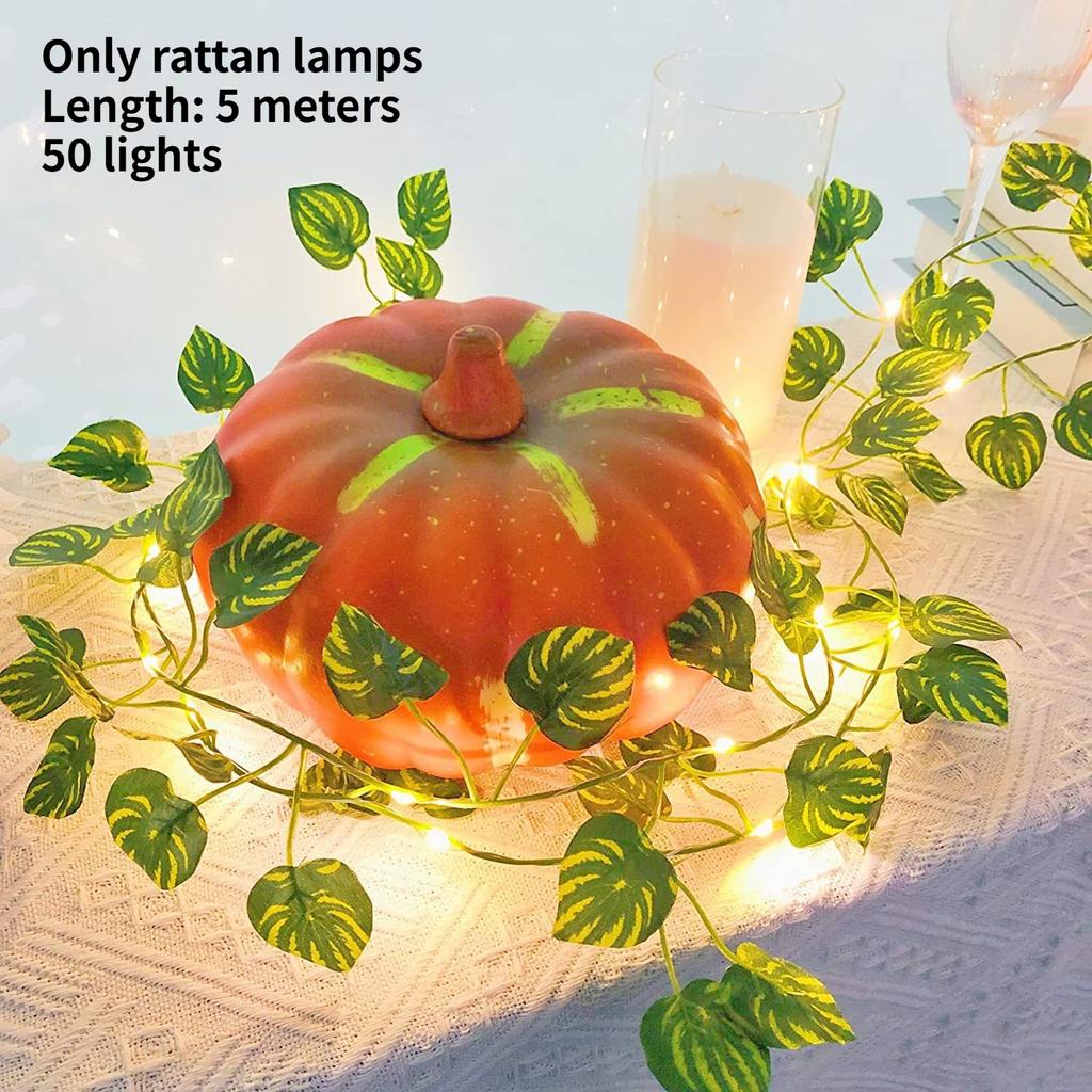 1 Itme Light String LED Rattan Lamp Gold Foil Copper Wire Light Restaurant Desktop Decor Simulated Ivy Green Leaf Vine Light