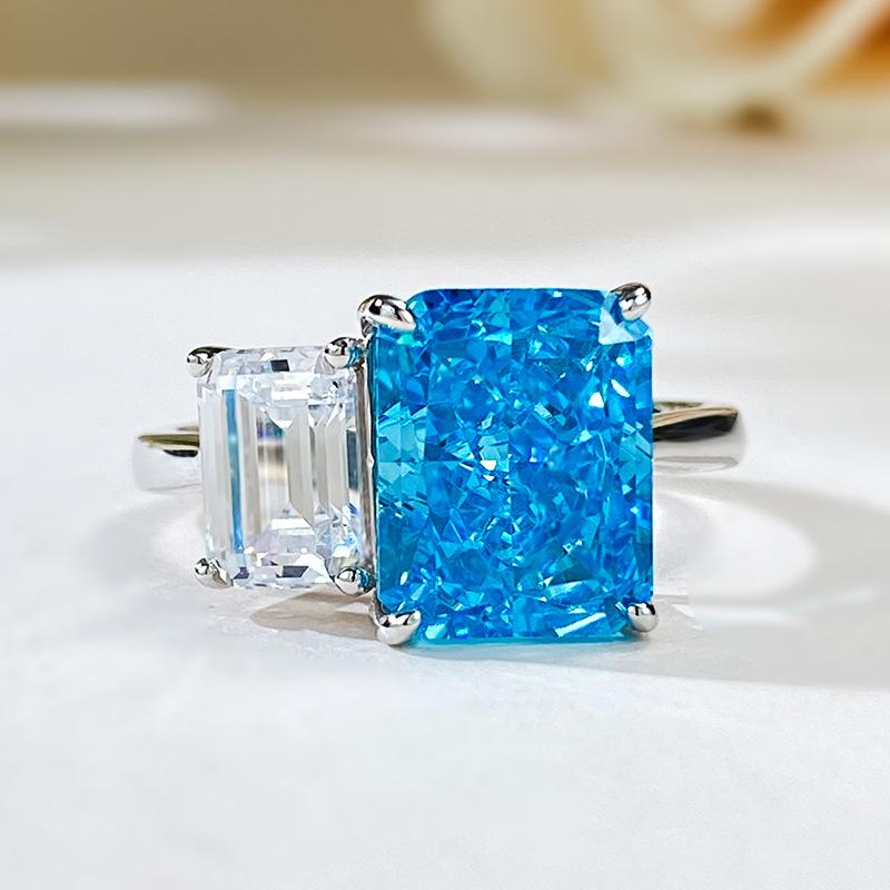 

Longlongjin 2023 High-Carbon Diamond 8x10 Ring, Women s 925 Silver, European & American Fashion Design Size 6