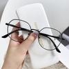 Ins Metal Round Decor Round Glasses Women Anti Blue Light Computer Glasses Black Metal Spectacle Frame 0 Diopter  Glasses