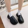 Round head platform British loafers women's 2025 new retro versatile jk dress single shoes black thick heel small leather shoes