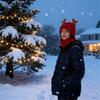 NUOLUX Women's Reindeer Antler Knit Hat, Warm Winter Hat, Christmas Hat, 56-62cm, Red