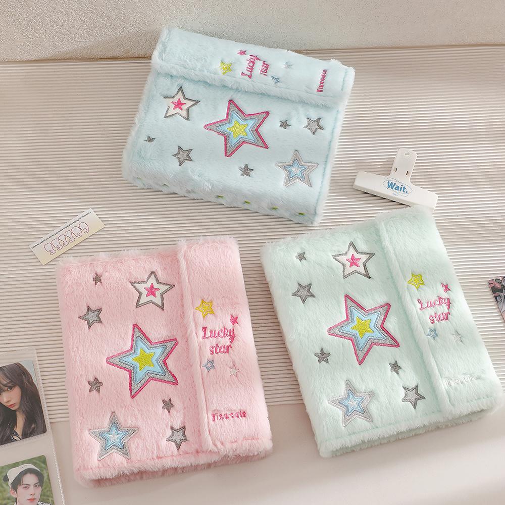 Ins Style Lucky Star Soft Plush A5 Binder K-Pop Idol Po Card Album 3inch Pocards Collect Book With 10pcs Sleeves