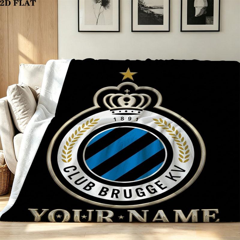 1PC Club Brugge KV Custom Name Patterned Flannel Blanket Suitable For All Seasons for Home Decor Warmth and Comfort Gifts Holiday Present