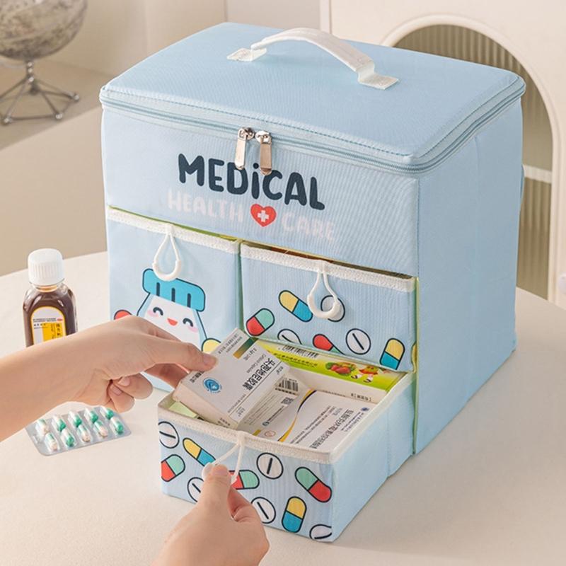 Portable Hand Carry Medicine Storage Box Foldable Multiple Drawer Compartment for Organized Home Use