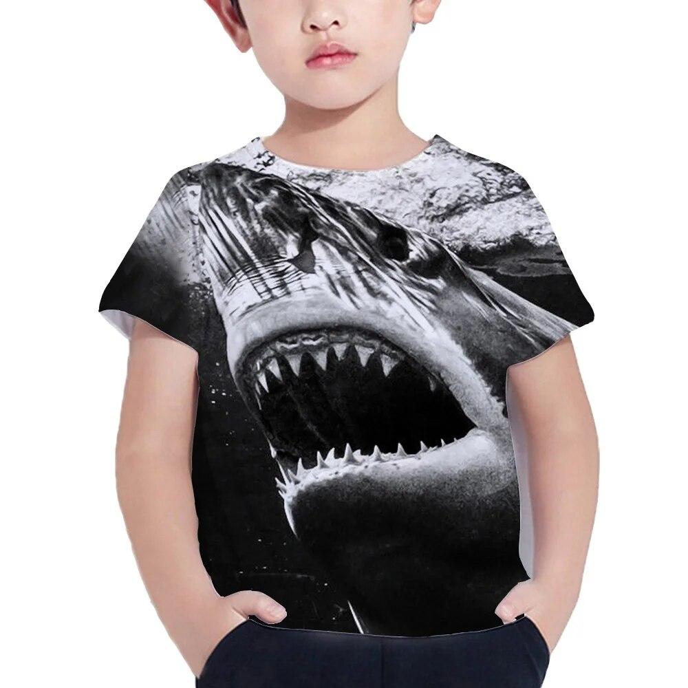 Shark Tshirt Kids Clothes Summer Animals Blue Sea T-Shirt For Boy Tee Shirt Children Top 2026 Short Sleeve 3d Print Girls Tees