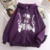 Women's Hooded Zip Up Loose Fit Long Sleeve Printed Butterfly Casual Cardigan Sweatshirt Jacket