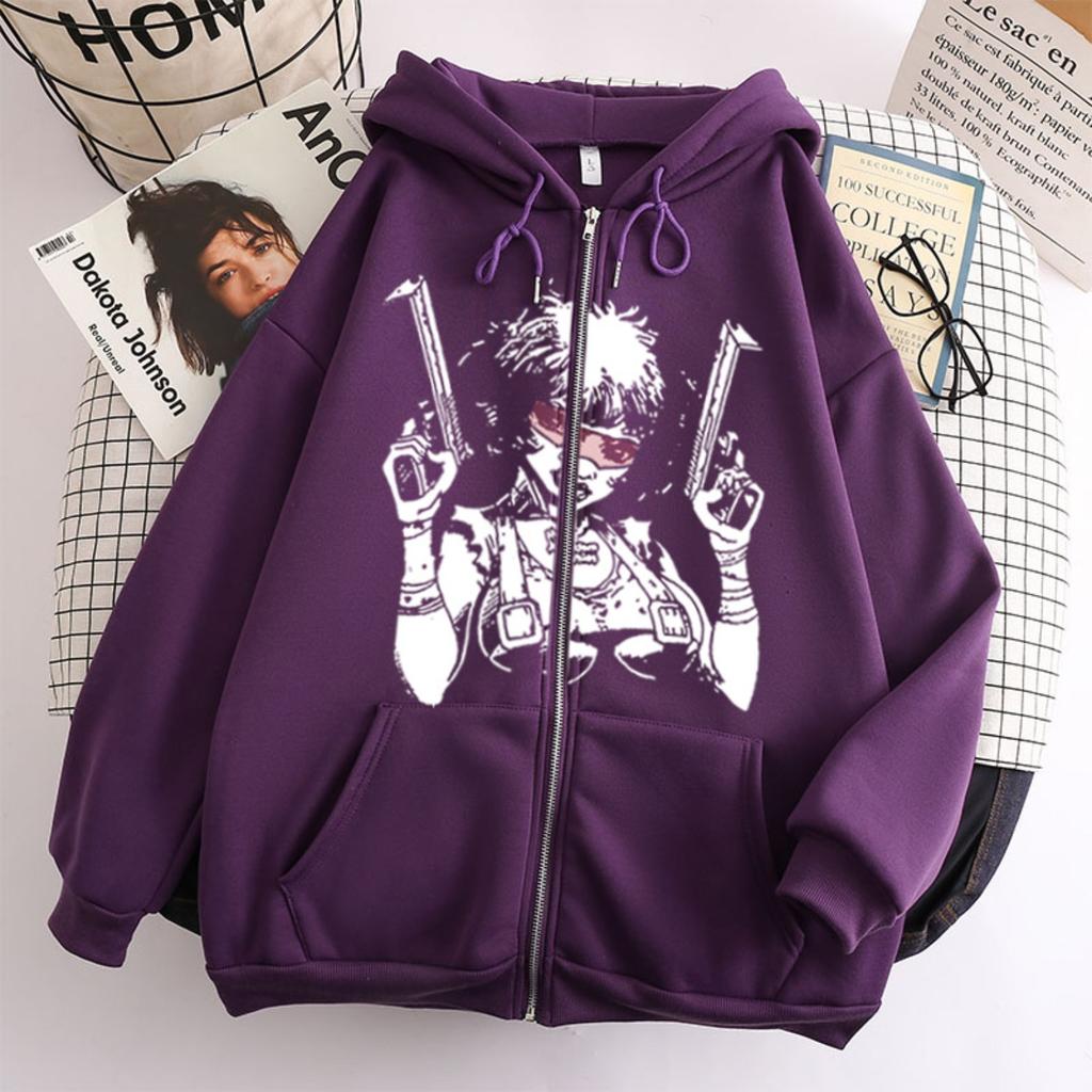 Women's Hooded Zip Up Loose Fit Long Sleeve Printed Butterfly Casual Cardigan Sweatshirt Jacket