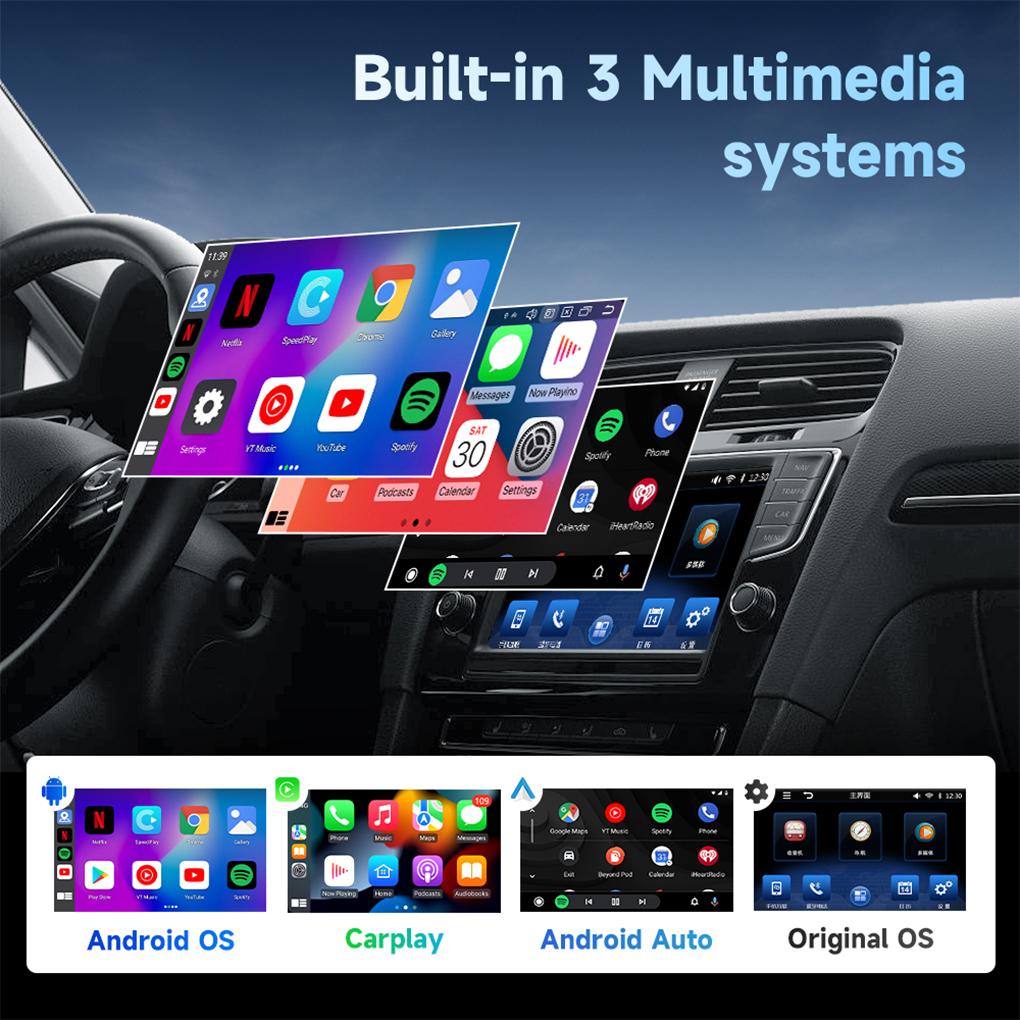 Android 11 Wireless CarPlay & Android Auto Adapter AI Box Support APP Download Built-In GPS Support 4G SIM Card 4G+64G