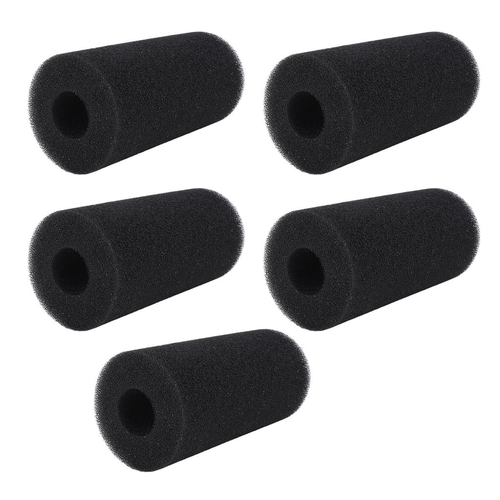 5PCS Pool Filter Sponge PU Sponge Black Reusable Washable Cylindrical Simming Pool Filter Foam for Pool Pump