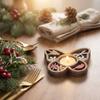Heart-Shaped Wooden Candle Holder, 3D Carvings Wood Tea Light Holder Home Table Decor Wood Candlesticks Holders Valentine's Day Wedding Birthday Gift
