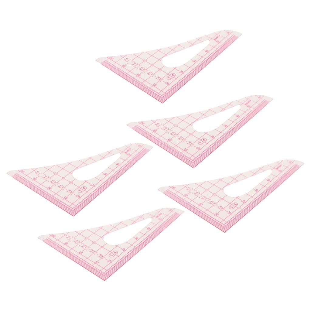 5Pcs Triangular Curve Rule Transparent High Accuracy Multifunction Pattern Sewing Rulers Set for