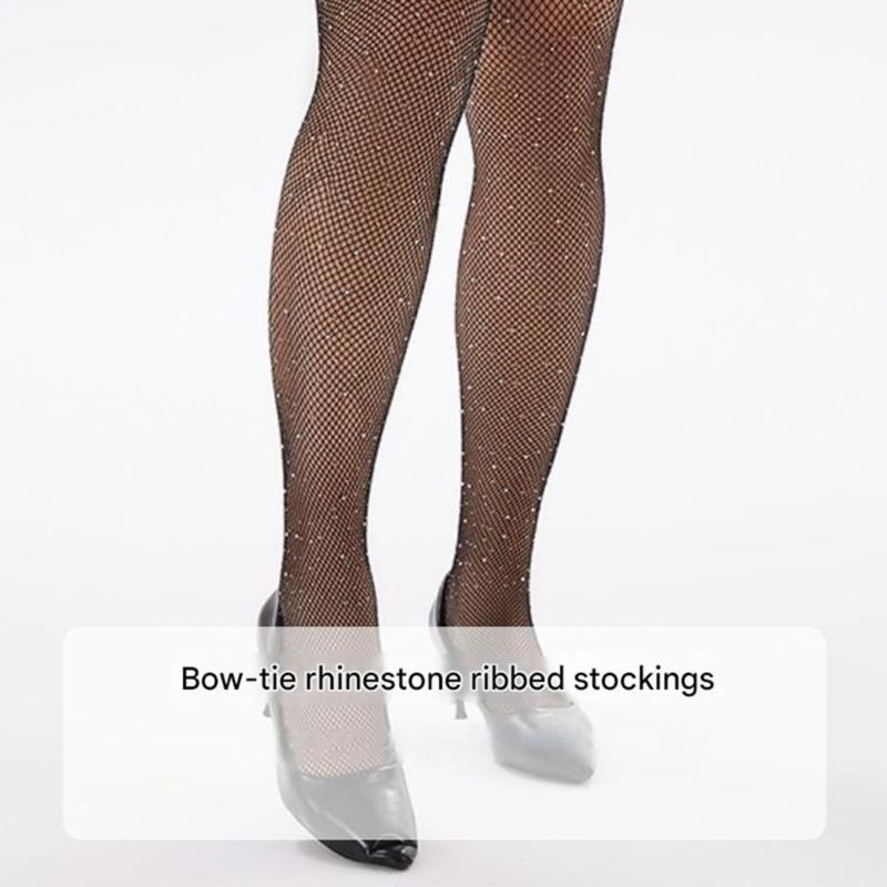 Fishnet Stockings Over Knee Highs Socks for Cosplay Daily Wear Satins Bows Thigh High Stockings for Womens