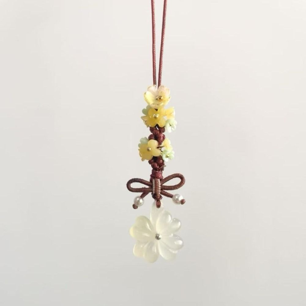 Chinese Style Mobile Bag Pendant Ice Transparent Mobile Phone Strap Star Flower Pendant Keychain