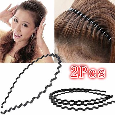 2Pcs Lady Girls Fashion Black Wavy Haihoop Band Sport Headband Hairband Cute Hair Decoration